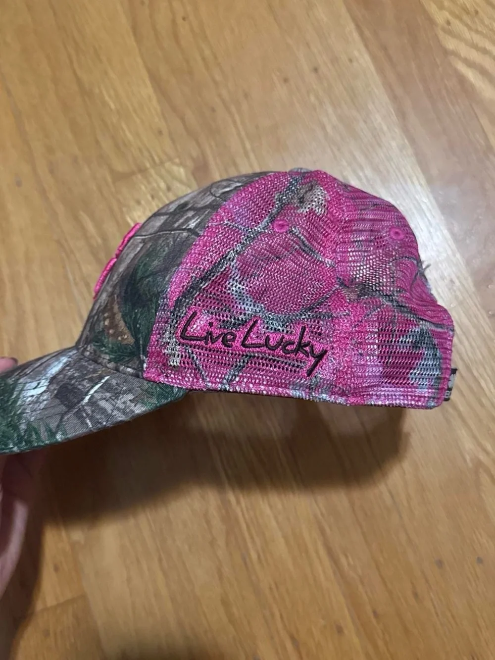 Realtree Pink-Accent Camo Hat with Clover Patch